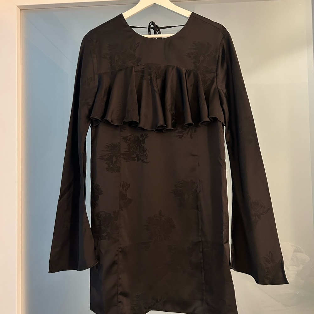 Ganni Black Floral Mini Dress